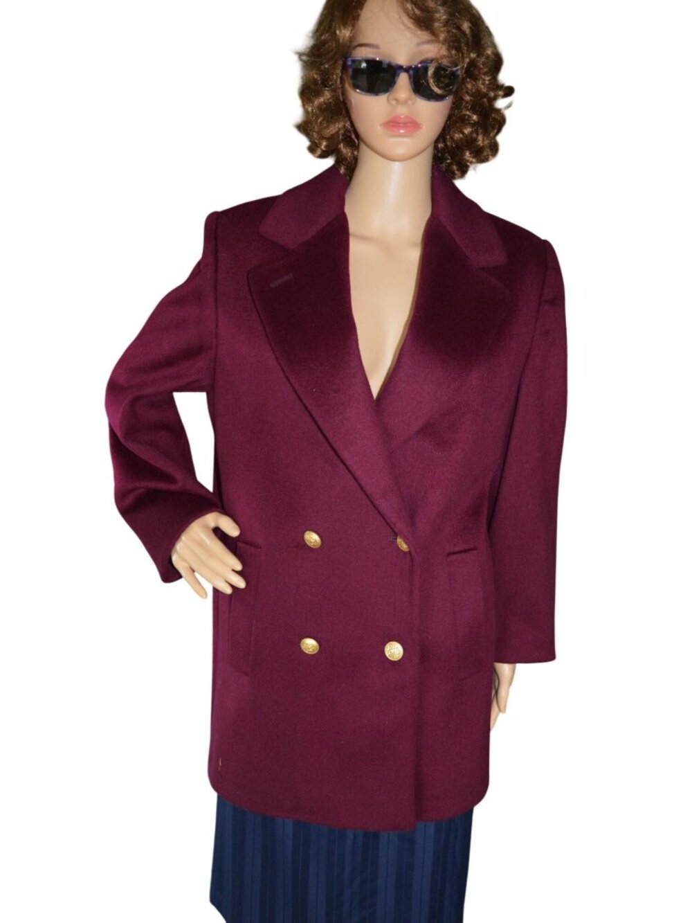Vintage 80s J.G. Hook Burgundy Wine Red Wool Double Breasted Blazer Women Sz 14